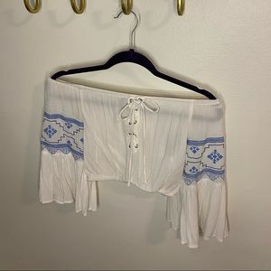 White off the shoulder quarter sleeve